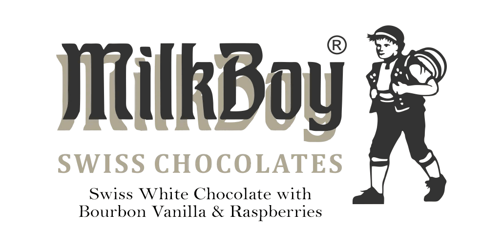 Milkboy Swiss Chocolates: White Chocolate with Bourbon Vanilla and Raspberries