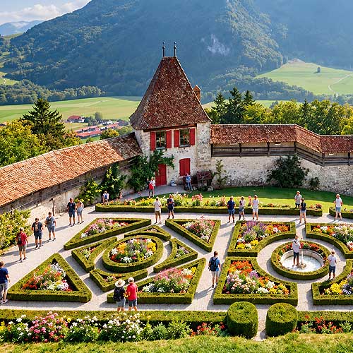Gruyères Castle Garden Panorama