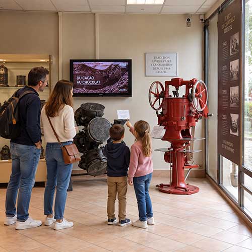 Family Exploring Chocolate-Making History
