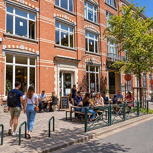 Sunny Belgian Chocolate Village Street Café