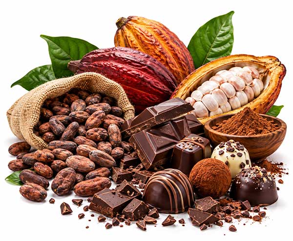 Chocolate beans, pods, treats