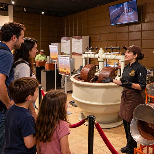 Visitors watching the micro-batch factory